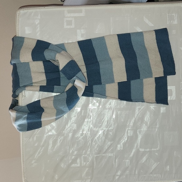 NWOT 1942 AC sciarpa Tonali wool/cashmere blue/white stripe scarf - Picture 5 of 7